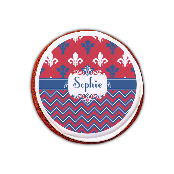 Patriotic Fleur de Lis Printed Icing Circle - XSmall - On Cookie