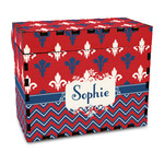 Patriotic Fleur de Lis Wood Recipe Box - Full Color Print (Personalized)