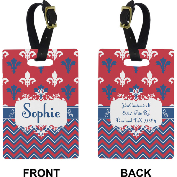 Patriotic Fleur de Lis Rectangle Luggage Tag (Front + Back)