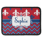 Patriotic Fleur de Lis Iron On Rectangle Patch w/ Name or Text