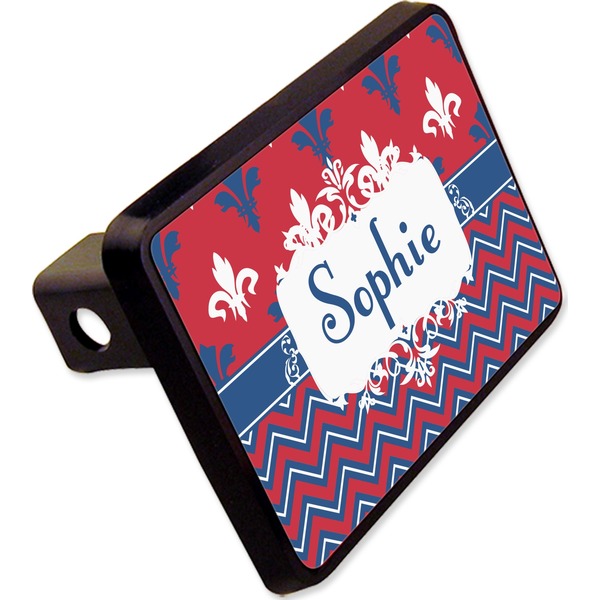 Custom Patriotic Fleur de Lis Rectangular Trailer Hitch Cover - 2" (Personalized)