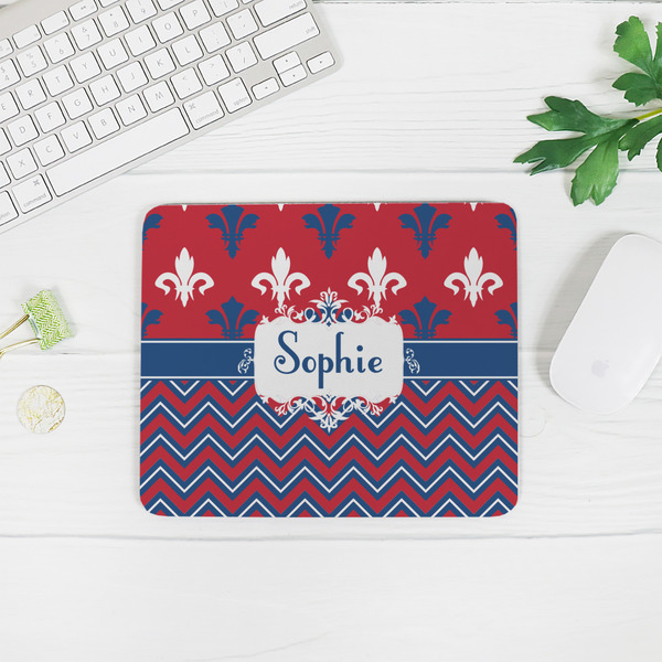 Patriotic Fleur de Lis Rectangular Mouse Pad - LIFESTYLE 2