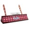 Patriotic Fleur de Lis Red Mahogany Nameplate with Business Card Holder (Personalized)