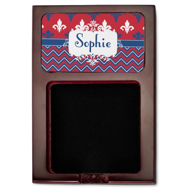 Patriotic Fleur de Lis Red Mahogany Sticky Note Holder - Flat
