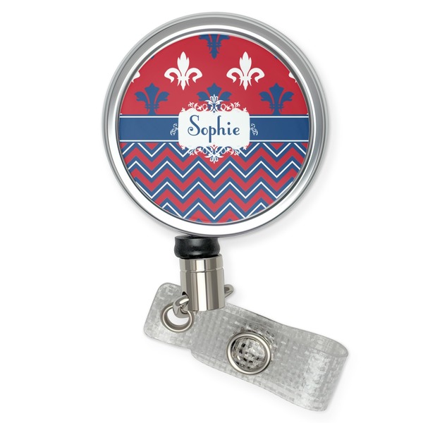 Custom Patriotic Fleur de Lis Retractable Badge Reel (Personalized)