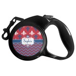 Patriotic Fleur de Lis Retractable Dog Leash - Small (Personalized)