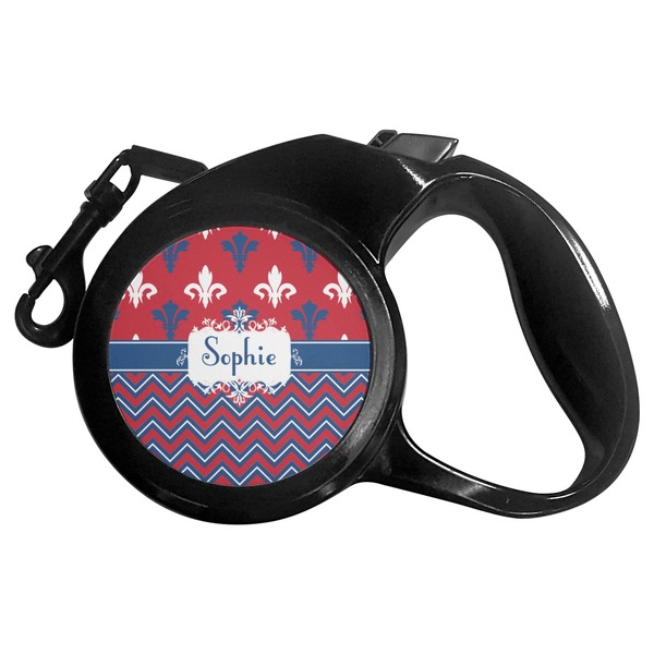 Custom Patriotic Fleur de Lis Retractable Dog Leash - Small (Personalized)