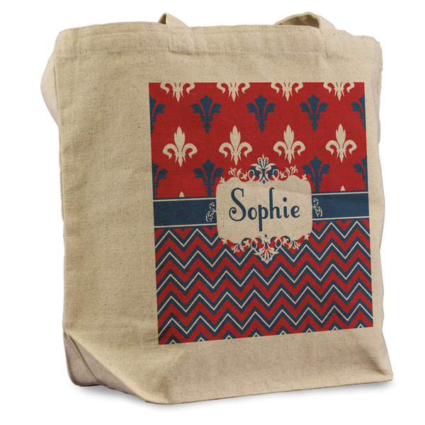 Custom Patriotic Fleur de Lis Reusable Cotton Grocery Bag (Personalized)