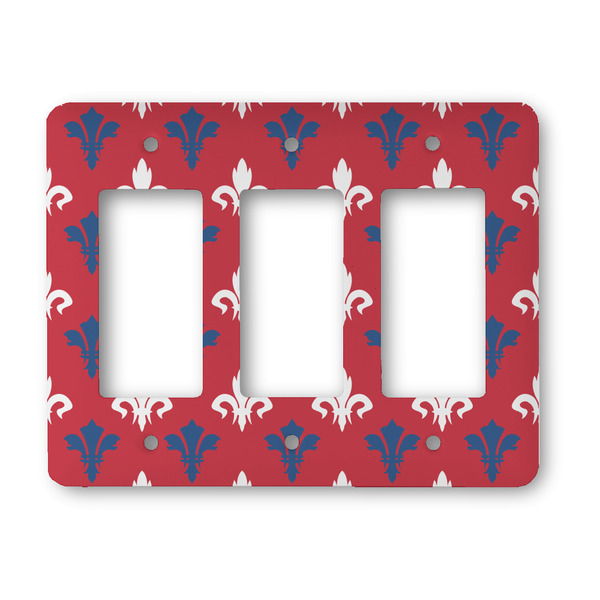 Custom Patriotic Fleur de Lis Rocker Style Light Switch Cover - Three Switch