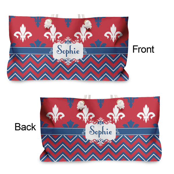 Patriotic Fleur de Lis Large Rope Tote - From & Back View
