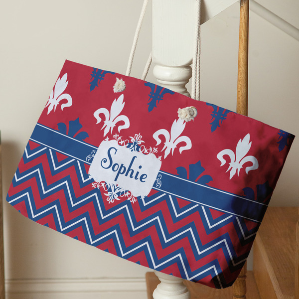 Patriotic Fleur de Lis Large Rope Tote - Life Style