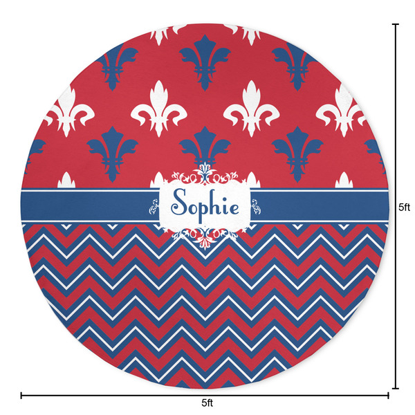 Patriotic Fleur de Lis Round Area Rug - Size