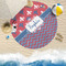 Patriotic Fleur de Lis Round Beach Towel Lifestyle