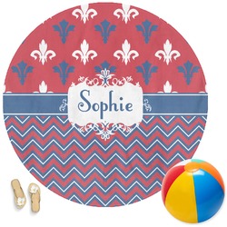 Patriotic Fleur de Lis Round Beach Towel (Personalized)