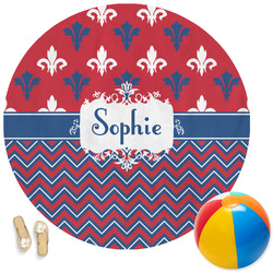 Patriotic Fleur de Lis Round Beach Towel (Personalized)