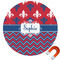 Patriotic Fleur de Lis Round Car Magnet - 6" (Personalized)