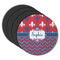 Patriotic Fleur de Lis Round Rubber Backed Coasters - Set of 4 (Personalized)