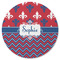 Patriotic Fleur de Lis Round Rubber Backed Coaster (Personalized)