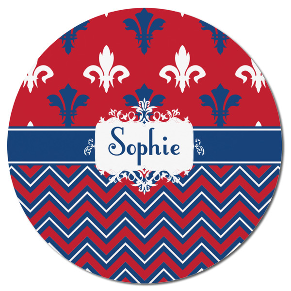 Patriotic Fleur de Lis Round Fridge Magnet - FRONT