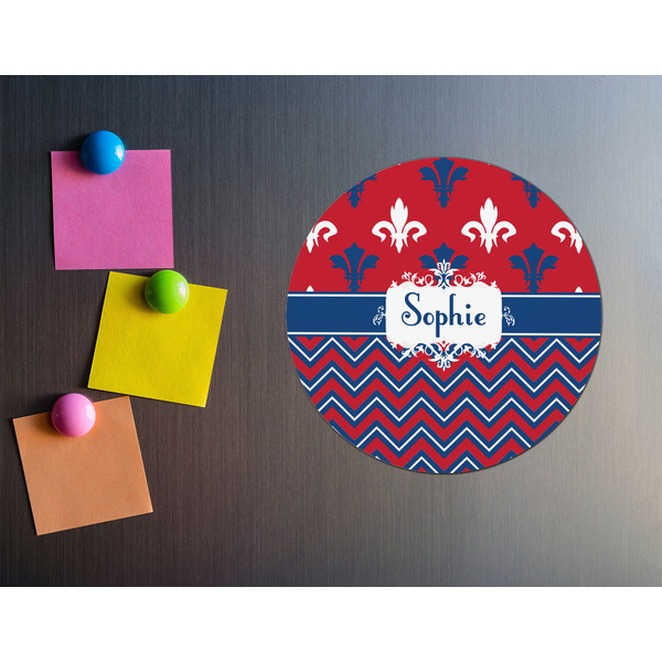 Patriotic Fleur de Lis Round Fridge Magnet - LIFESTYLE