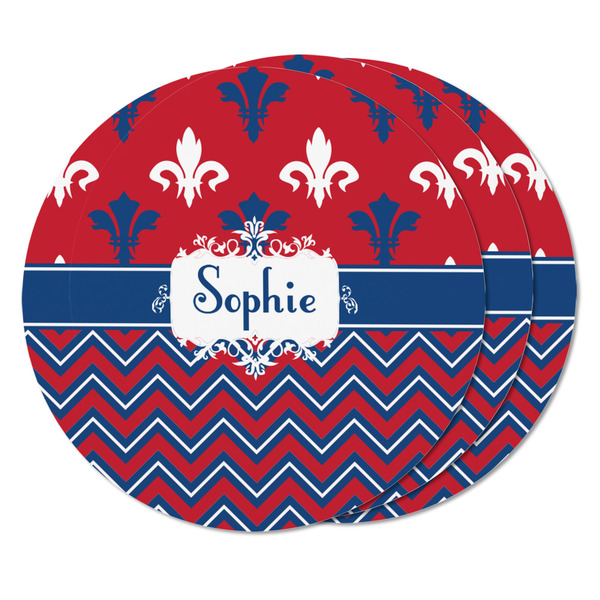 Patriotic Fleur de Lis Round Fridge Magnet - THREE