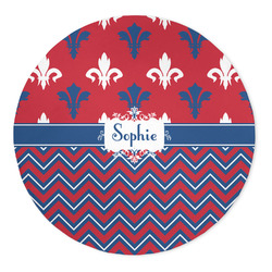 Patriotic Fleur de Lis 5' Round Indoor Area Rug (Personalized)
