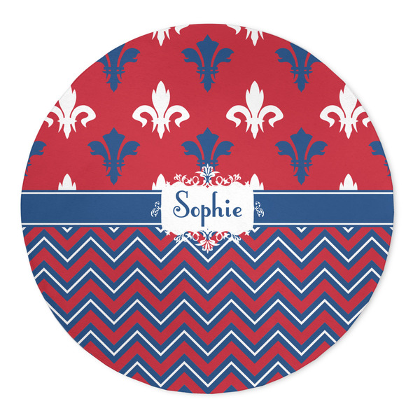 Custom Patriotic Fleur de Lis 5' Round Indoor Area Rug (Personalized)