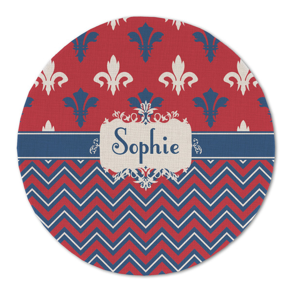 Patriotic Fleur de Lis Round Linen Placemats - FRONT (Double Sided)