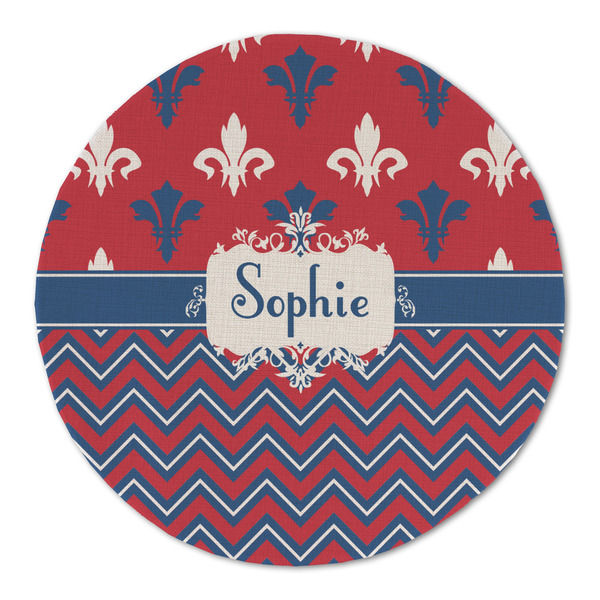 Patriotic Fleur de Lis Round Linen Placemats - FRONT (Single Sided)