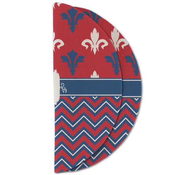 Patriotic Fleur de Lis Round Linen Placemats - HALF FOLDED (double sided)