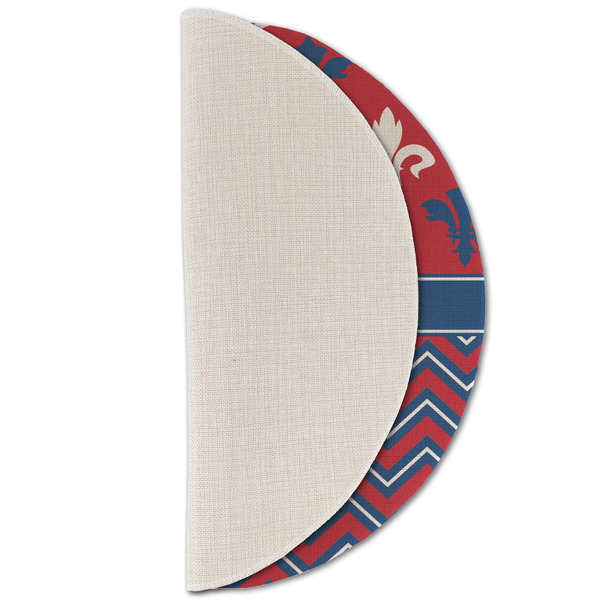 Patriotic Fleur de Lis Round Linen Placemats - HALF FOLDED (single sided)