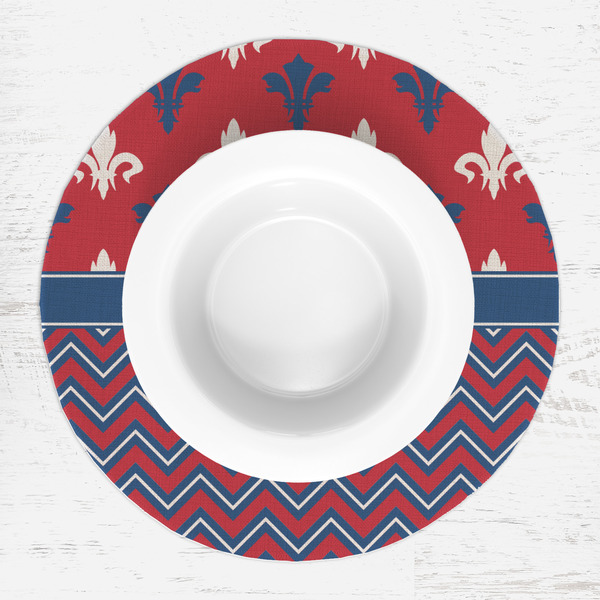 Patriotic Fleur de Lis Round Linen Placemats - LIFESTYLE (single)