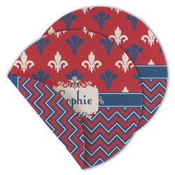Patriotic Fleur de Lis Round Linen Placemat - Double Sided (Personalized)