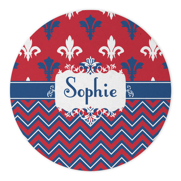 Patriotic Fleur de Lis Round Paper Coaster - Approval