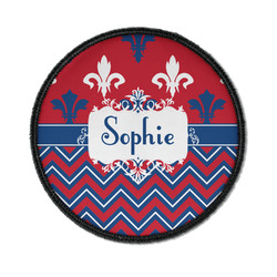 Patriotic Fleur de Lis Iron On Round Patch w/ Name or Text