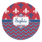 Patriotic Fleur de Lis Round Stone Trivet (Personalized)