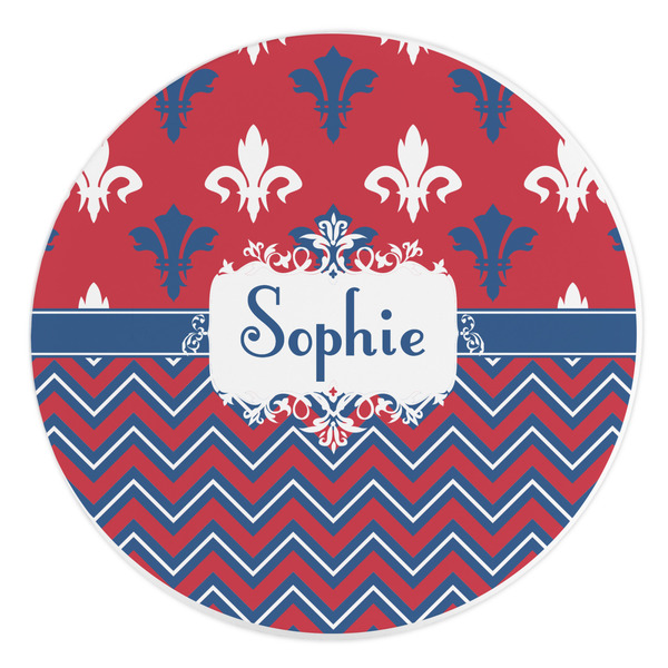 Custom Patriotic Fleur de Lis Round Stone Trivet (Personalized)