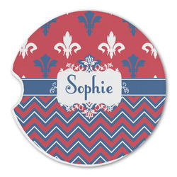 Patriotic Fleur de Lis Sandstone Car Coaster - Single (Personalized)