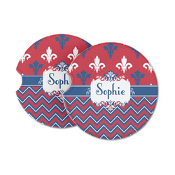 Patriotic Fleur de Lis Sandstone Car Coasters (Personalized)