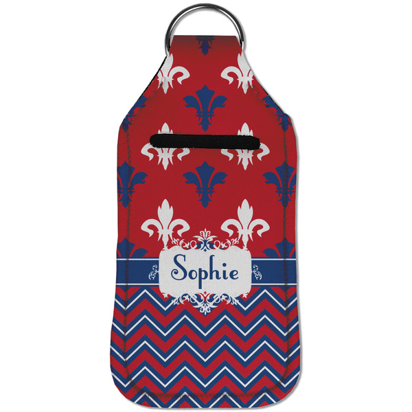 Patriotic Fleur de Lis Sanitizer Holder Keychain - Large (Front)