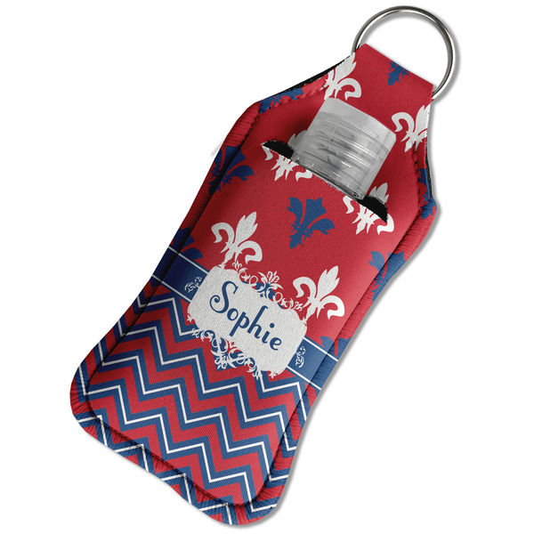 Patriotic Fleur de Lis Sanitizer Holder Keychain - Large in Case