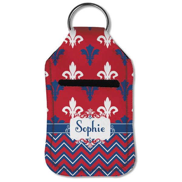 Patriotic Fleur de Lis Sanitizer Holder Keychain - Small (Front Flat)