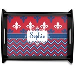 Patriotic Fleur de Lis Black Wooden Tray - Large (Personalized)
