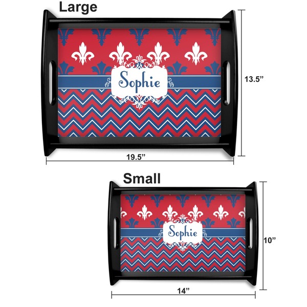 Patriotic Fleur de Lis Serving Tray Black Sizes