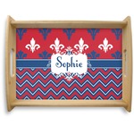 Patriotic Fleur de Lis Natural Wooden Tray - Large (Personalized)