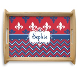 Patriotic Fleur de Lis Natural Wooden Tray - Large (Personalized)