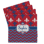 Patriotic Fleur de Lis Absorbent Stone Coasters - Set of 4 (Personalized)