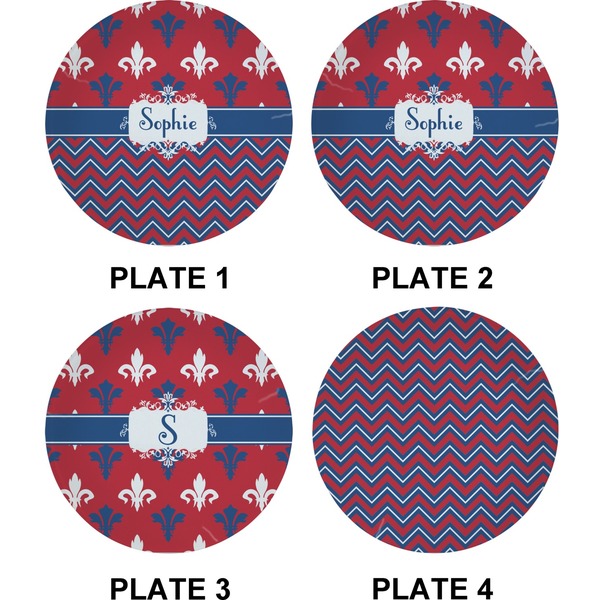 Patriotic Fleur de Lis Set of Appetizer / Dessert Plates (Approval)