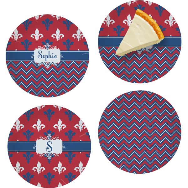 Patriotic Fleur de Lis Set of Appetizer / Dessert Plates