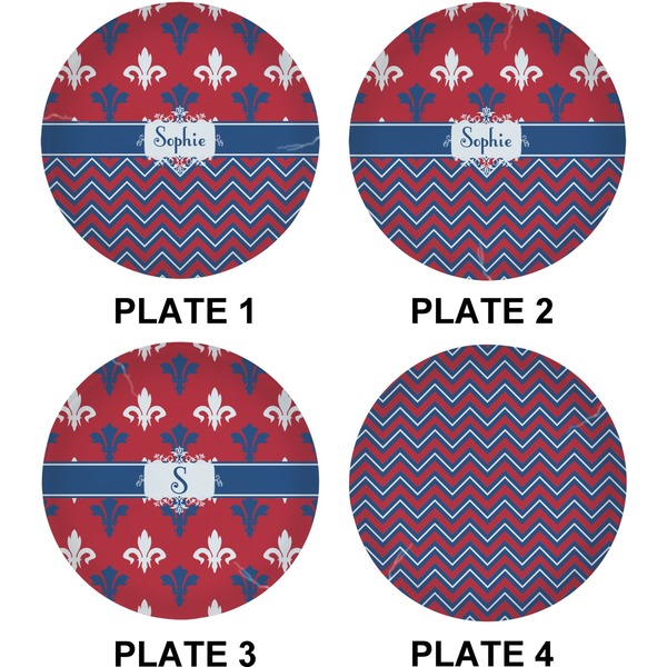 Patriotic Fleur de Lis Set of Lunch / Dinner Plates (Approval)